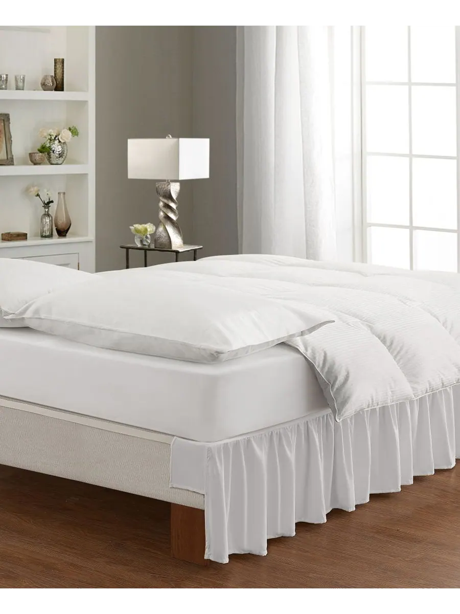 Покрывало для кровати Magic Skirt с оборками, размер California King Bed Maker's — изображение 6 из 10, белый