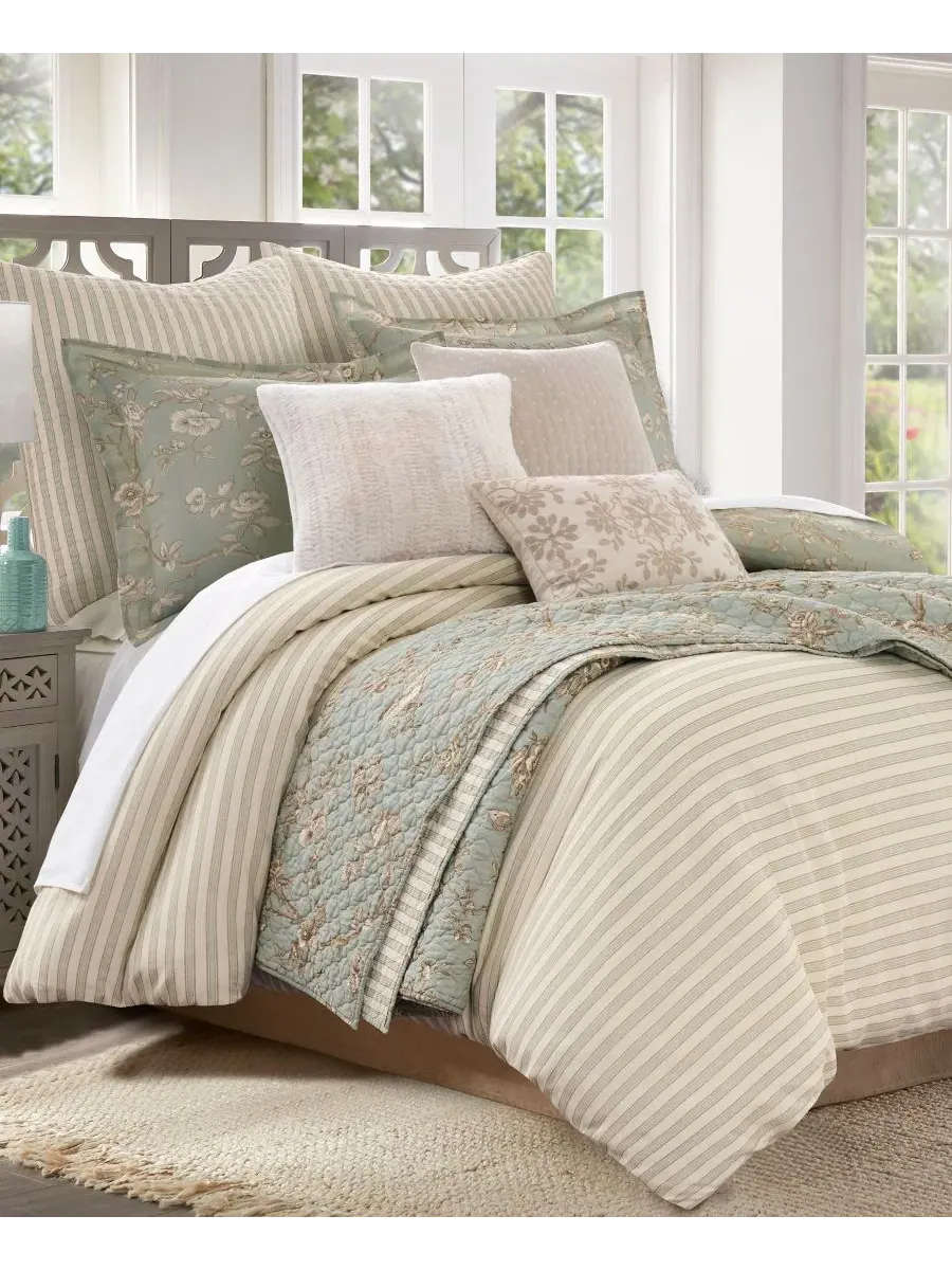 Комплект стеганого одеяла Lyon Reversible 3-предметный, Full/Queen Levtex Home — изображение 3 из 5, бирюзовый