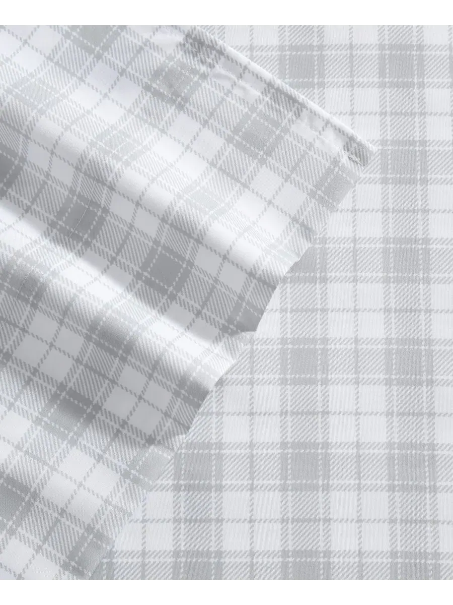 Комплект постельного белья Penstemon Plaid из микрофибры с терморегулирующими свойствами, 4 — изображение 4 из 6, серый