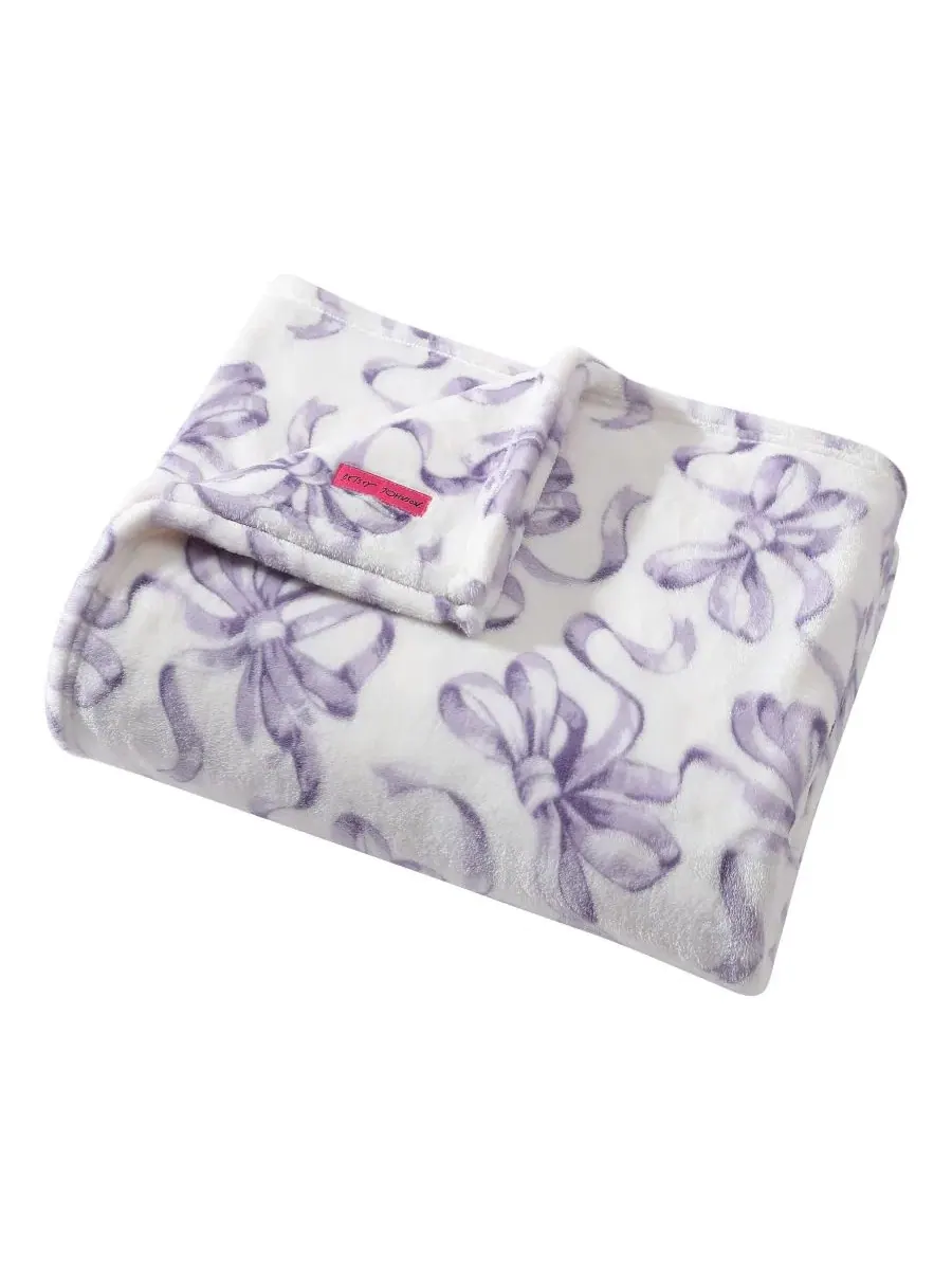 Мягкий плюшевый флисовый плед Ballet Bows, 178 x 127 см Betsey Johnson — изображение 4 из 4, фиолетовый