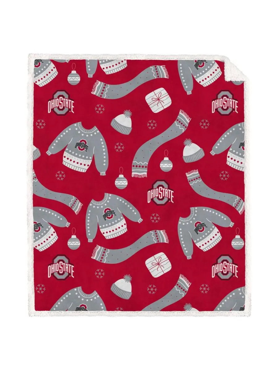 Плед из флиса и шерпы с изображением символики команды Ohio State Buckeyes, размер 60 x 70 дюймов — мульти