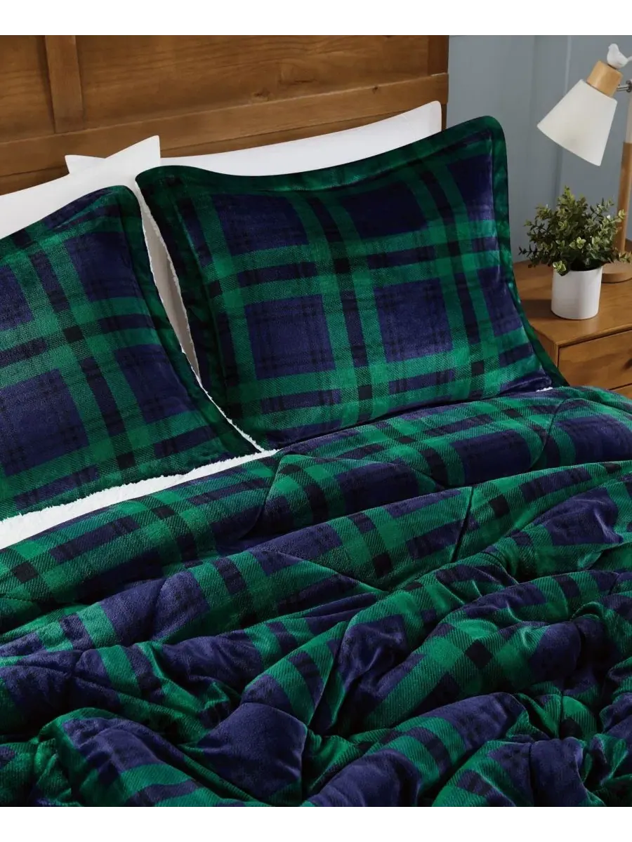 Комплект стеганого одеяла с пледом Truly Soft Cuddle Warmth Tartan Plaid, 3 предмета, Full/Queen — изображение 2 из 4