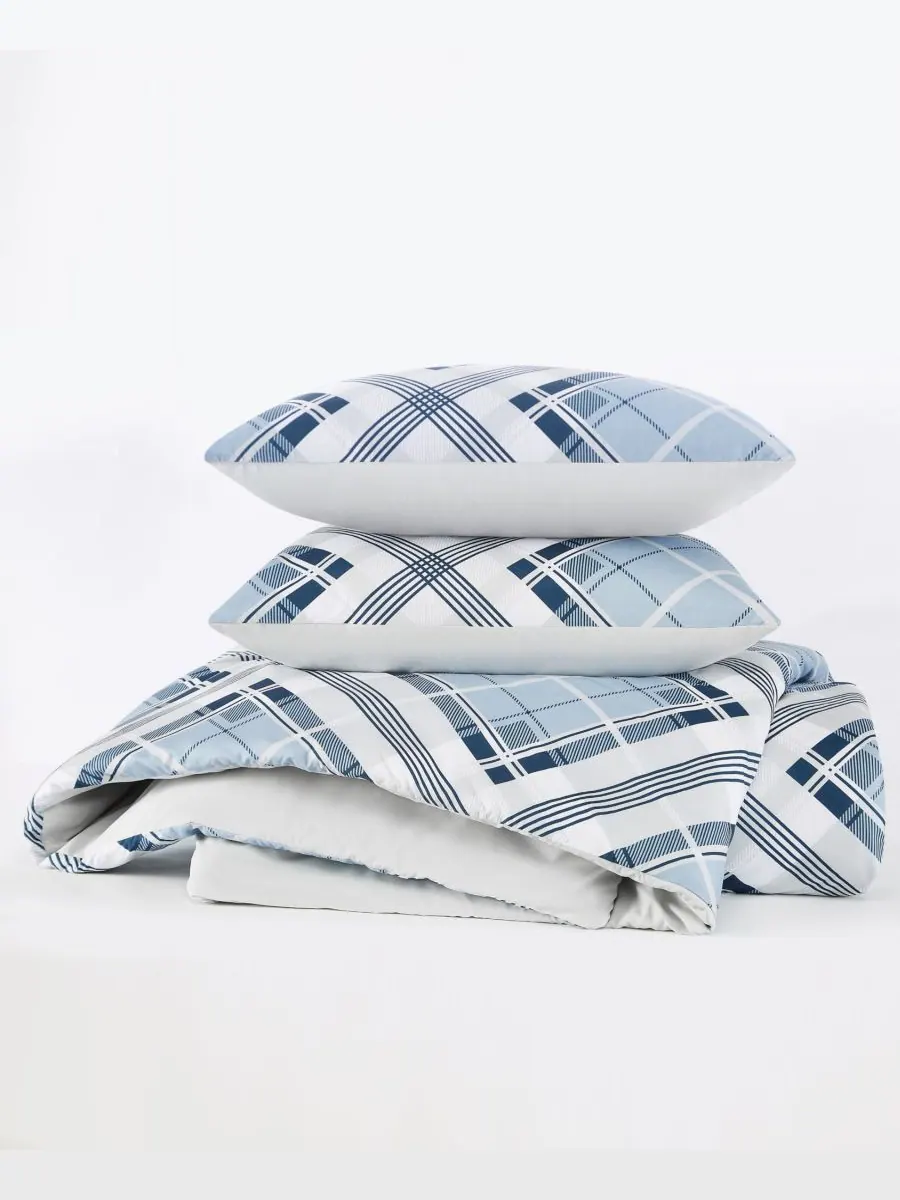 Комплект постельного белья Lars Plaid, 2 предмета, размер Twin/Twin XL Truly Soft — изображение 5 из 6, синий