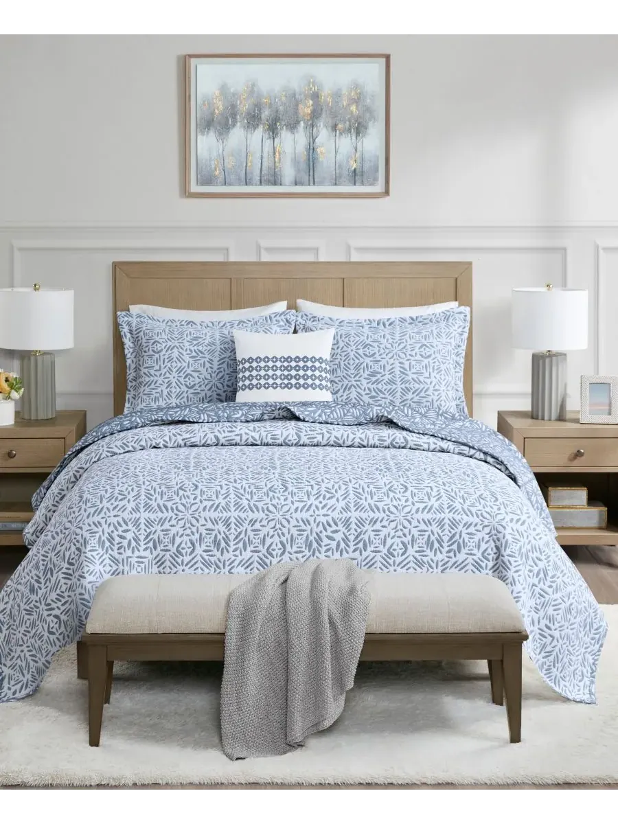 Комплект из 4 двусторонних покрывал Harmony Oversized Matelasse, размер King/California King — изображение 10 из 10, синий