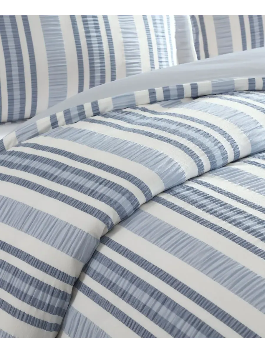 Комплект постельного белья Home Seaside Stripes Textured из 3 предметов, размер Queen Levtex — изображение 5 из 5, синий