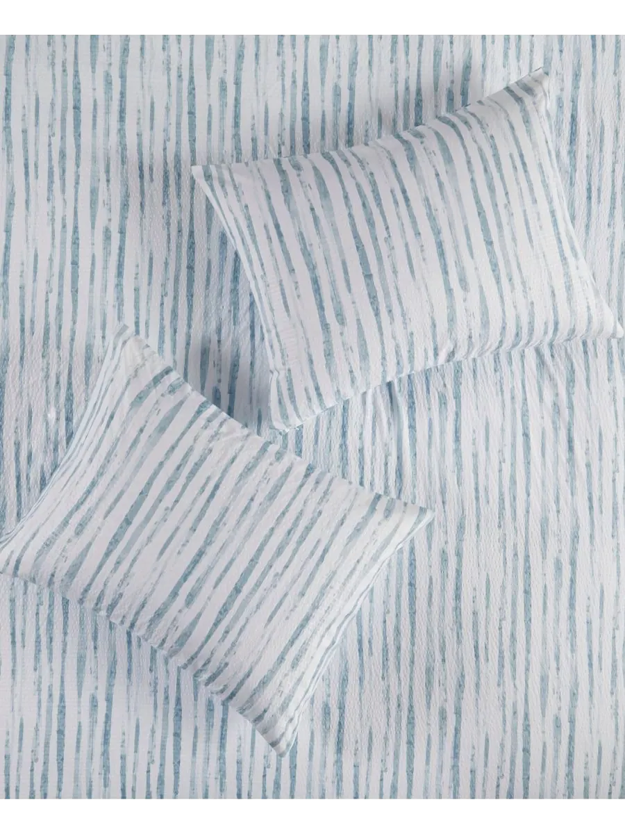 Комплект постельного белья Natori Brush Stroke Oversized Reversible Seersucker из 4 предметов — изображение 6 из 10, синий
