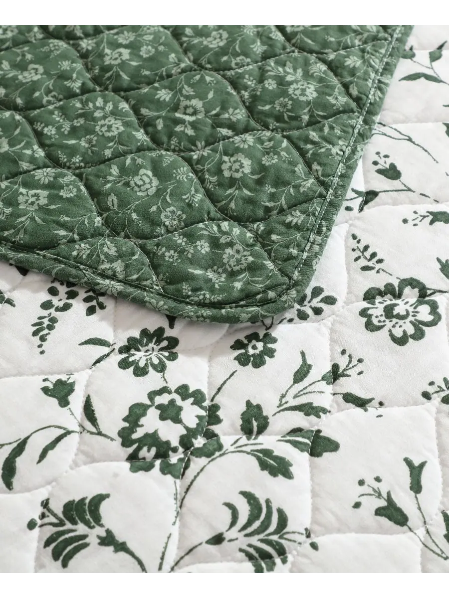 Комплект постельного белья Miranda Cotton из 3 предметов, размер King Laura Ashley — изображение 5 из 8, оливковый зеленый