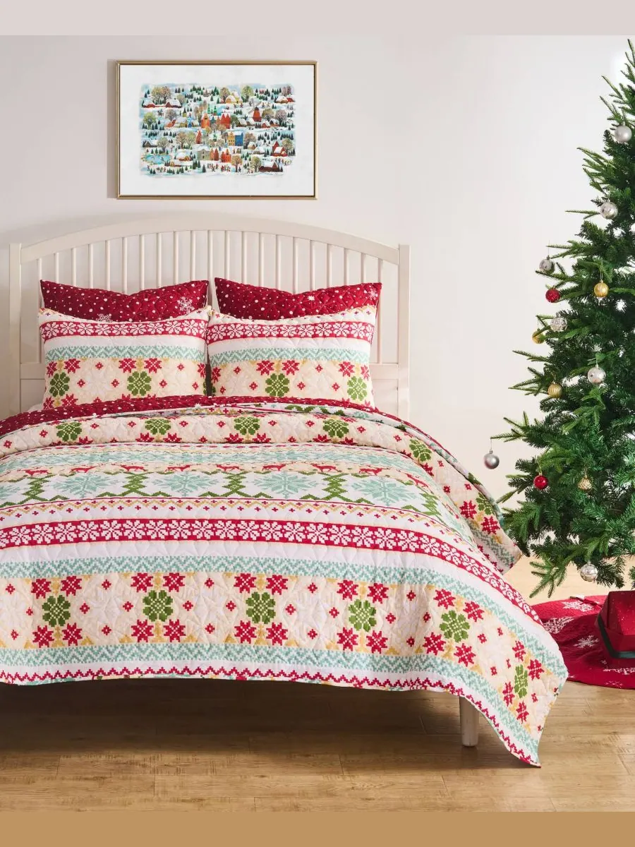 Комплект постельного белья Fair Isle Snow из 2 предметов, размер Twin Greenland Home Fashions — изображение 2 из 7, белый