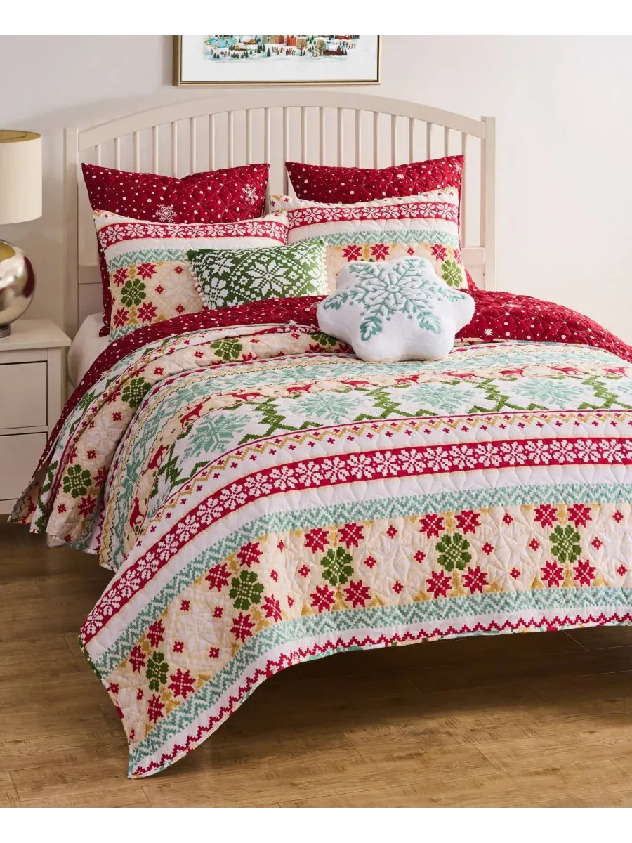 Комплект постельного белья Fair Isle Snow из 2 предметов, размер Twin Greenland Home Fashions — изображение 3 из 7, белый