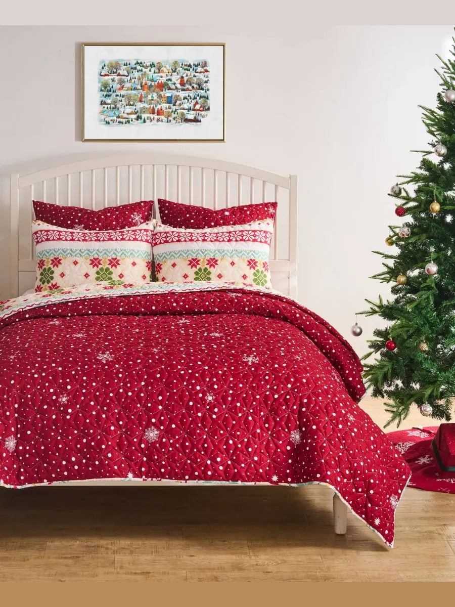 Комплект постельного белья Fair Isle Snow из 2 предметов, размер Twin Greenland Home Fashions — изображение 4 из 7, белый