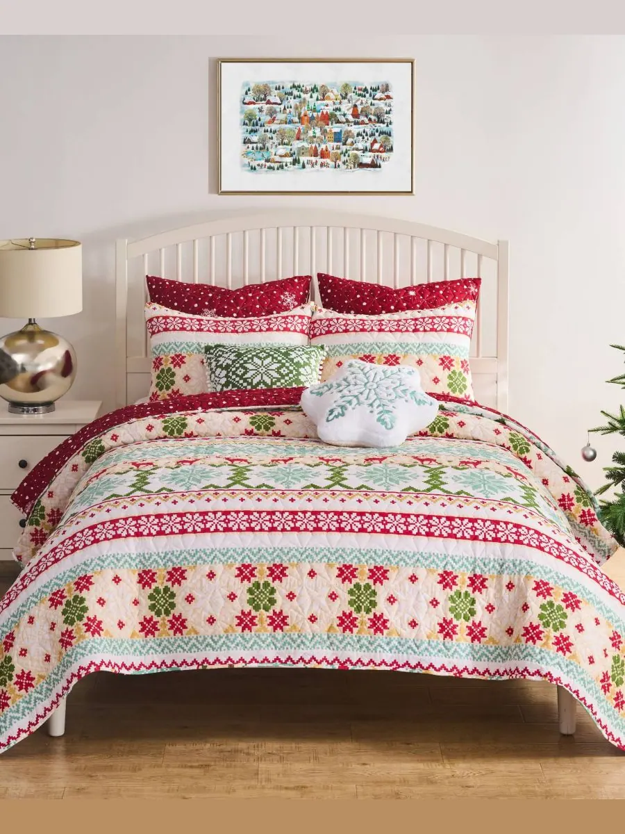 Комплект постельного белья Fair Isle Snow из 2 предметов, размер Twin Greenland Home Fashions — изображение 7 из 7, белый