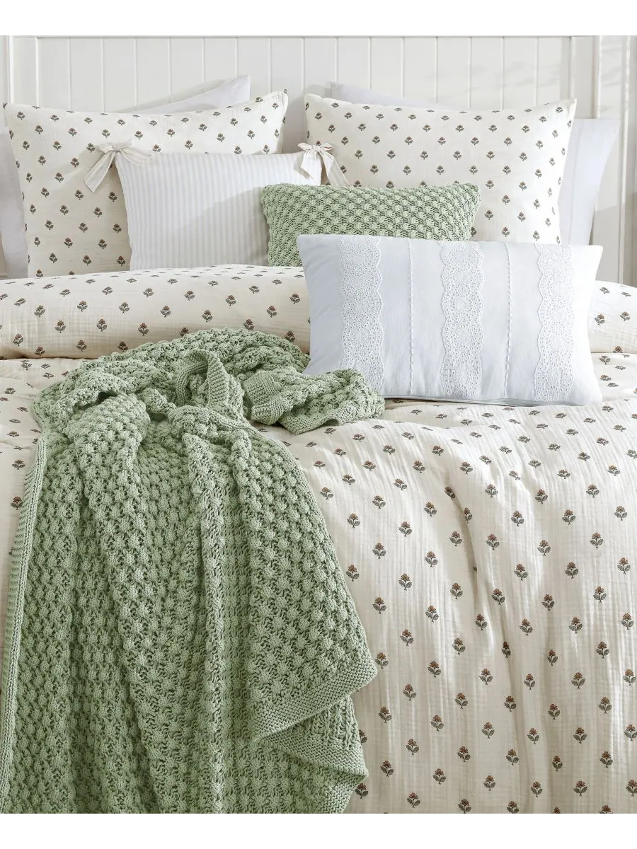 Комплект постельного белья из 3 предметов: марля с блочным принтом, размер Full/Queen Peri Home — изображение 3 из 6, бежевый