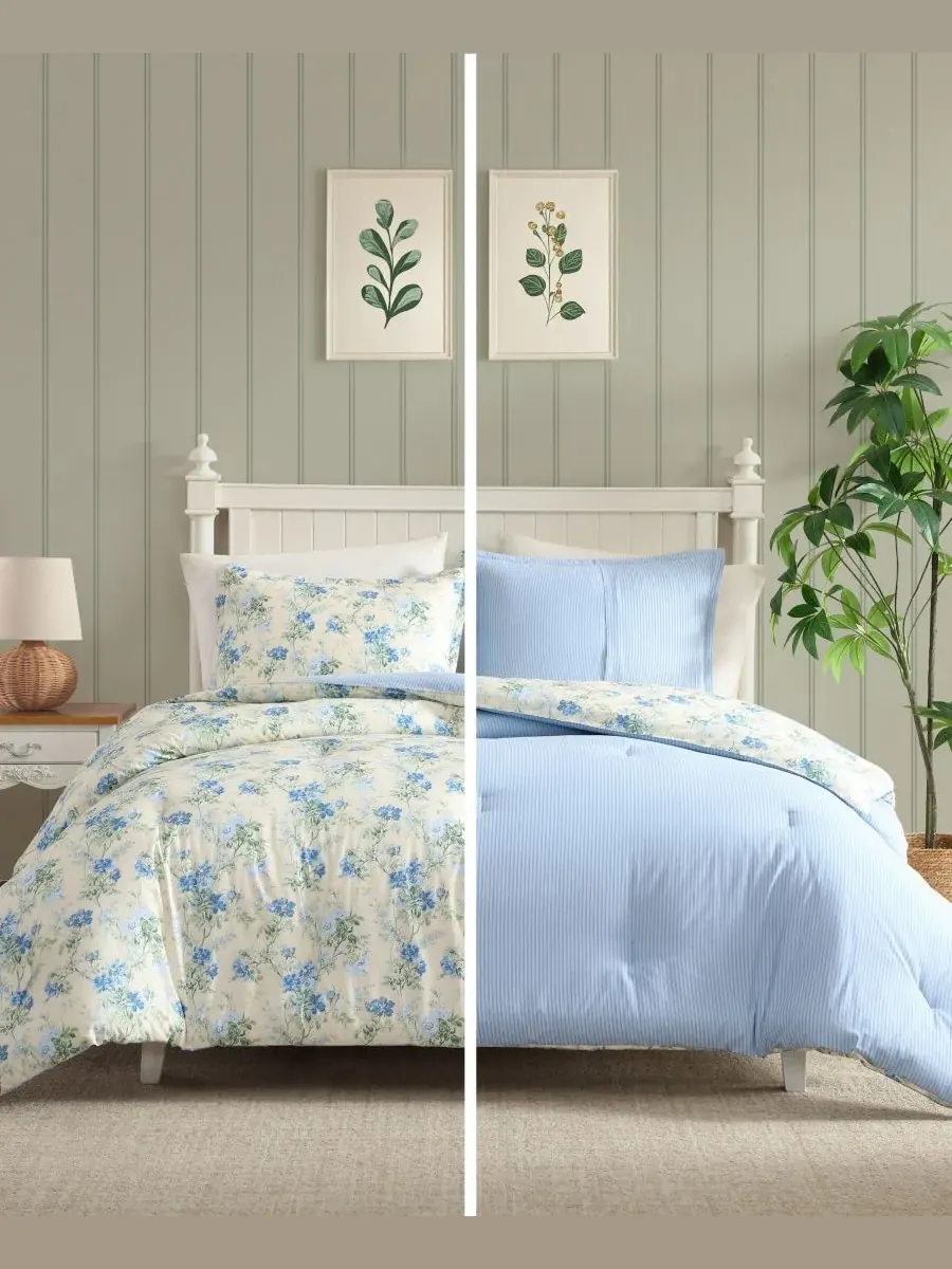 Комплект постельного белья Blossom Dance из 3 предметов, размер Full/Queen Laura Ashley — изображение 4 из 7, желтый синий