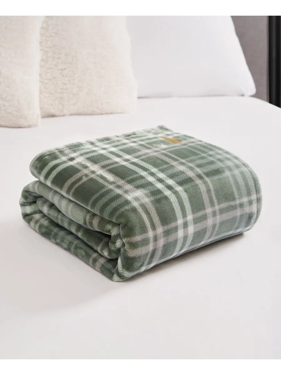 Мягкий плед в клетку «Кемпер», 50 x 70 дюймов Lucky Brand — изображение 3 из 7, зеленый
