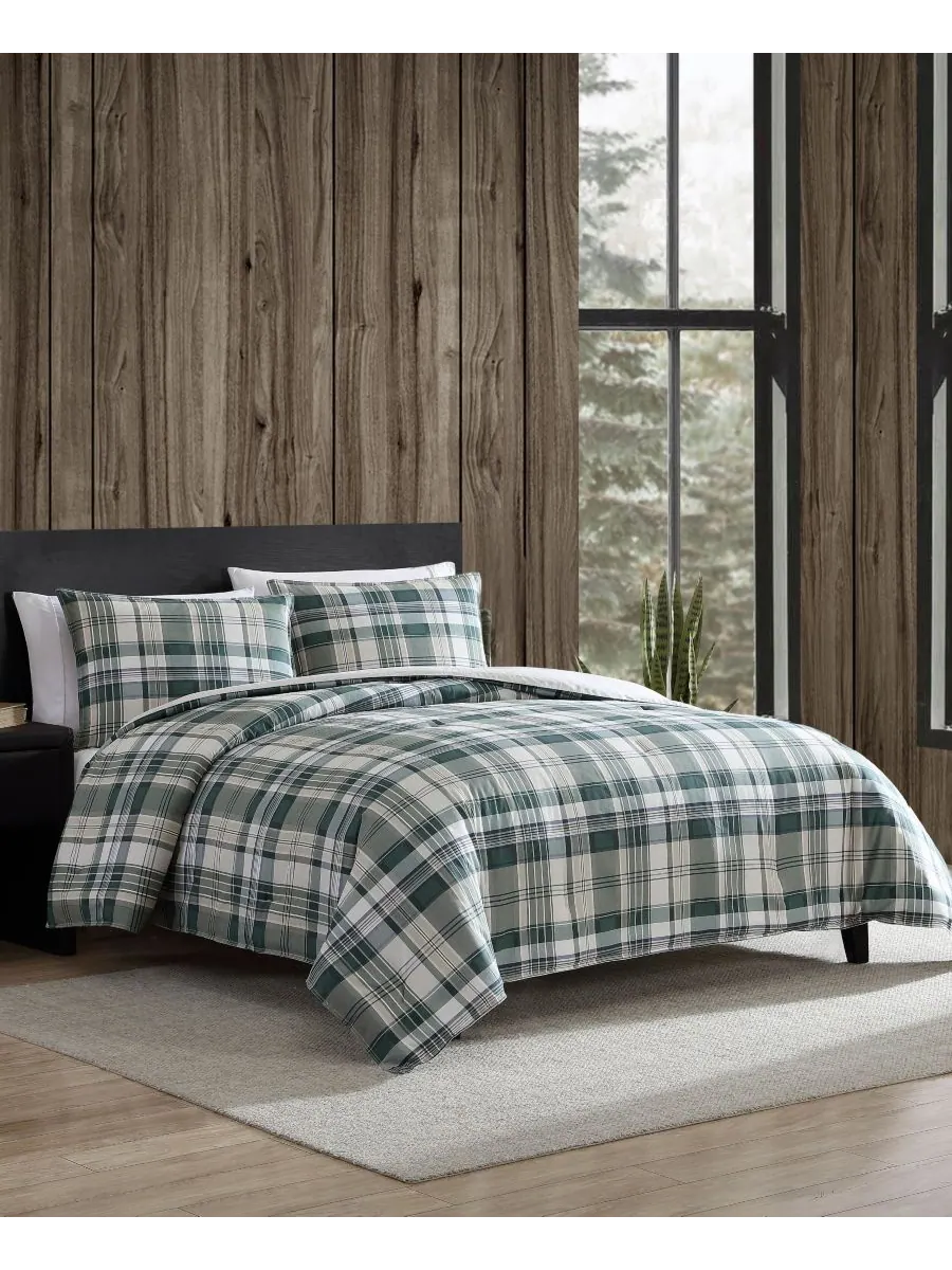 Комплект постельного белья Timbers Plaid, размер Full/Queen Eddie Bauer — изображение 2 из 8, зеленый