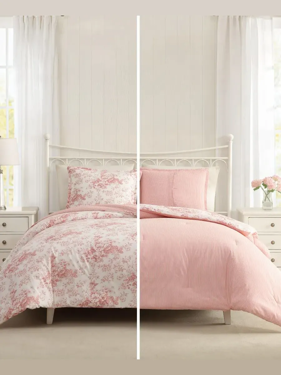 Комплект постельного белья Toile Delight из 3 предметов, размер King Laura Ashley — изображение 4 из 7, розовый/кремовый