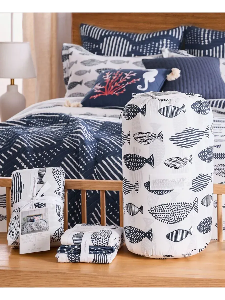 Комплект постельного белья Home Bakio, двусторонний, 2 предмета, размер Twin Levtex — изображение 6 из 6, темно-синий