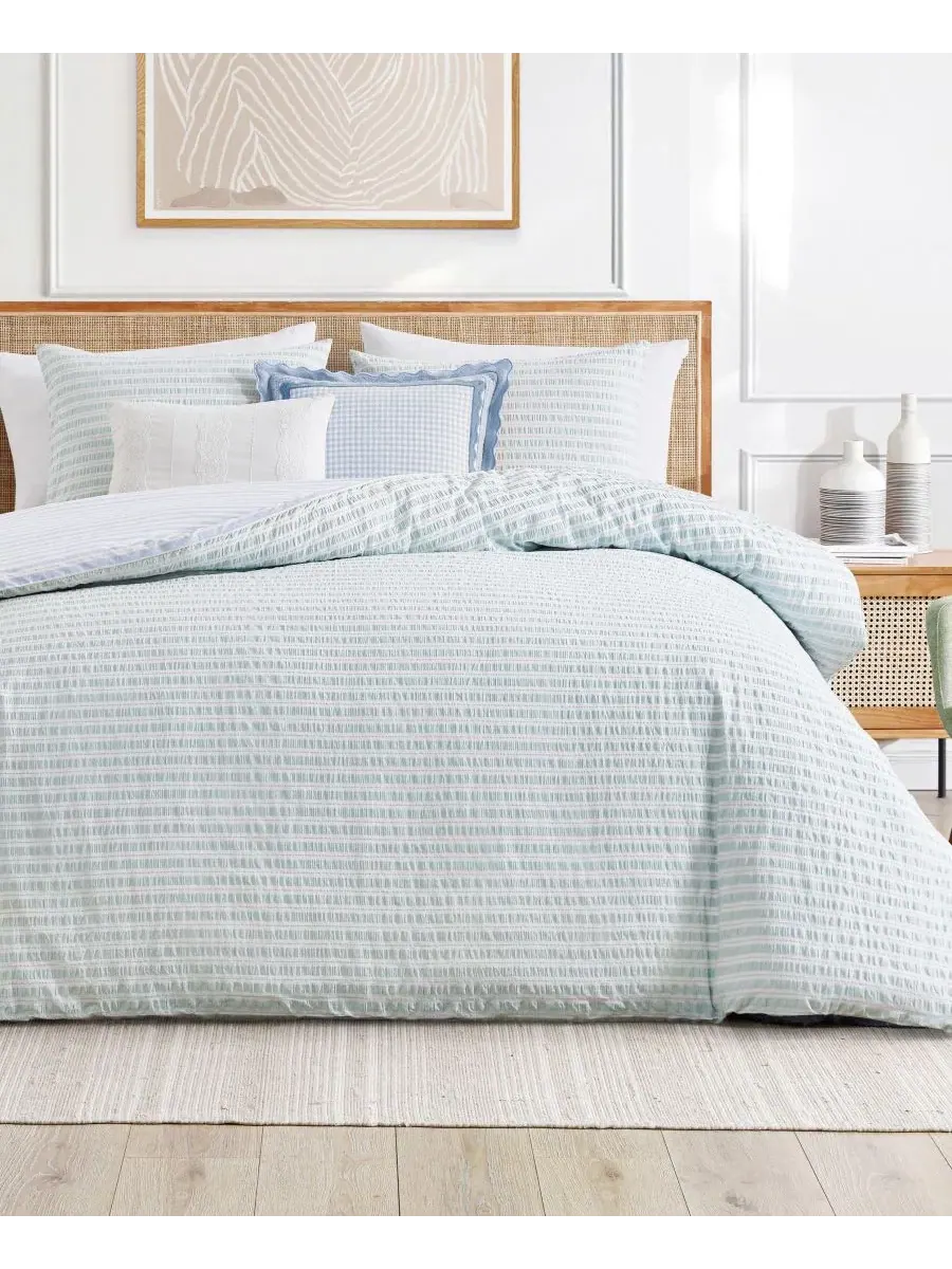 Комплект стеганого одеяла Seersucker Stripe 3-Piece, Full/Queen Peri Home