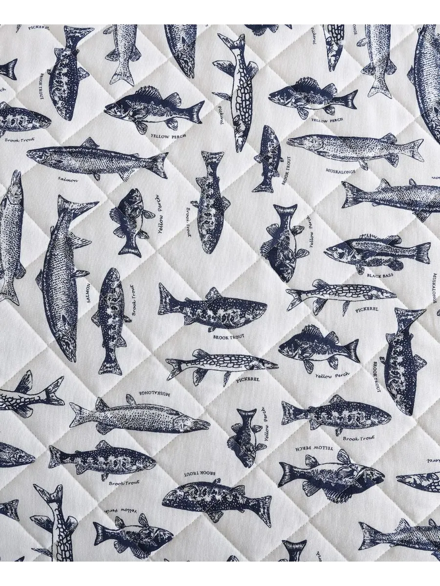 Комплект постельного белья Wes Fish из хлопка, двусторонний, 2 предмета, размер Twin Eddie Bauer — изображение 6 из 8, синий
