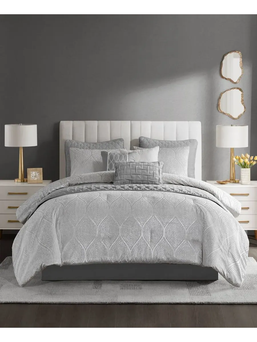 Комплект постельного белья Nocturne Jacquard, 10 предметов, размер King Madison Park
