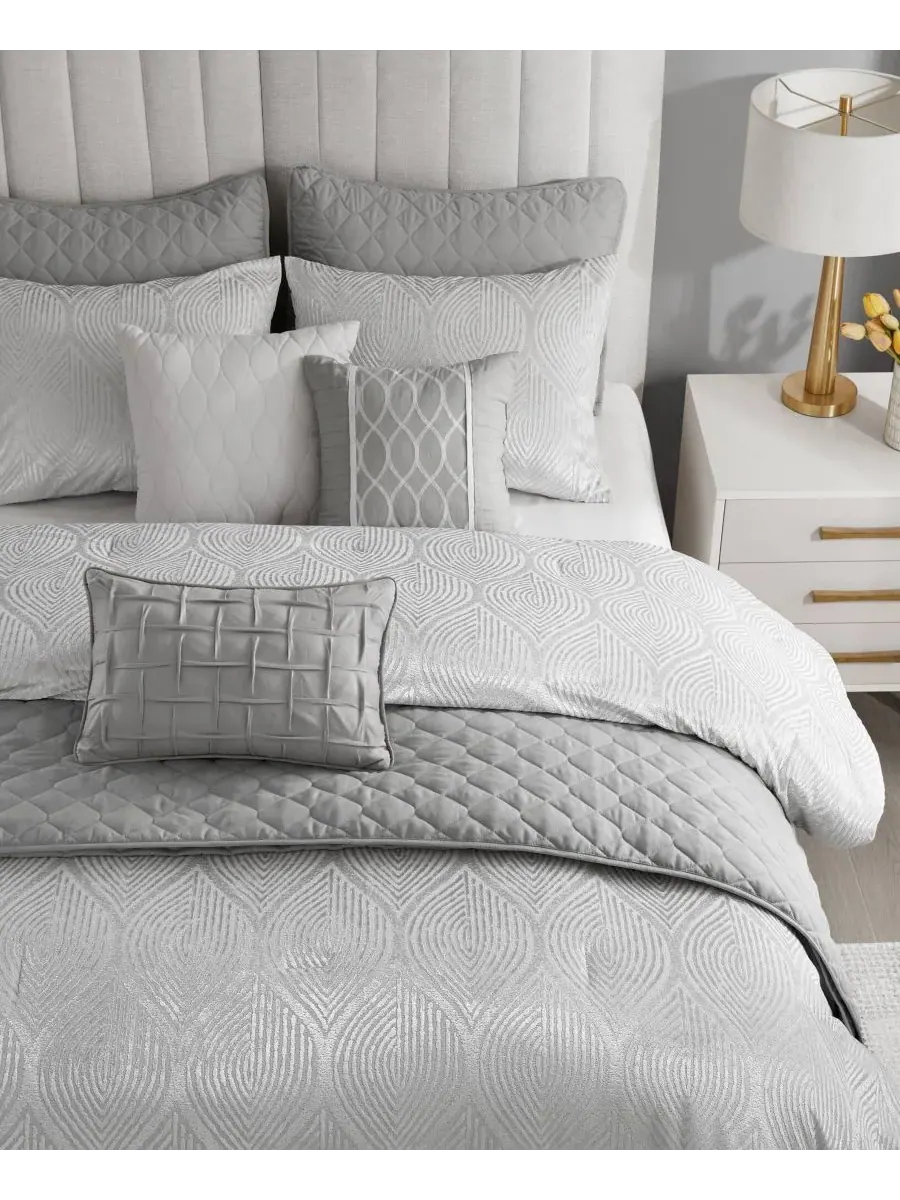 Комплект постельного белья Nocturne Jacquard, 10 предметов, размер King Madison Park — изображение 3 из 9, серый