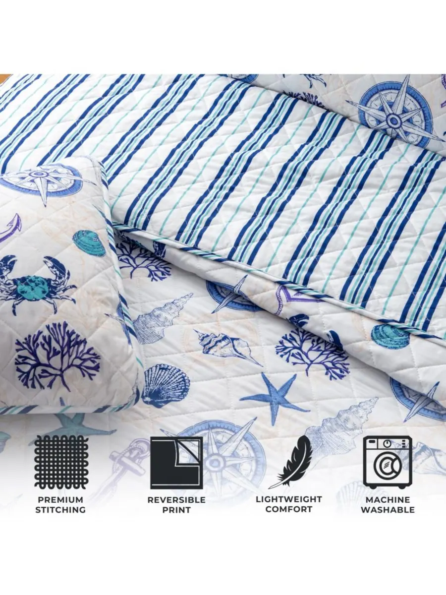 Комплект постельного белья из микрофибры в морском стиле с наволочками Linery & Co — изображение 4 из 6, морской