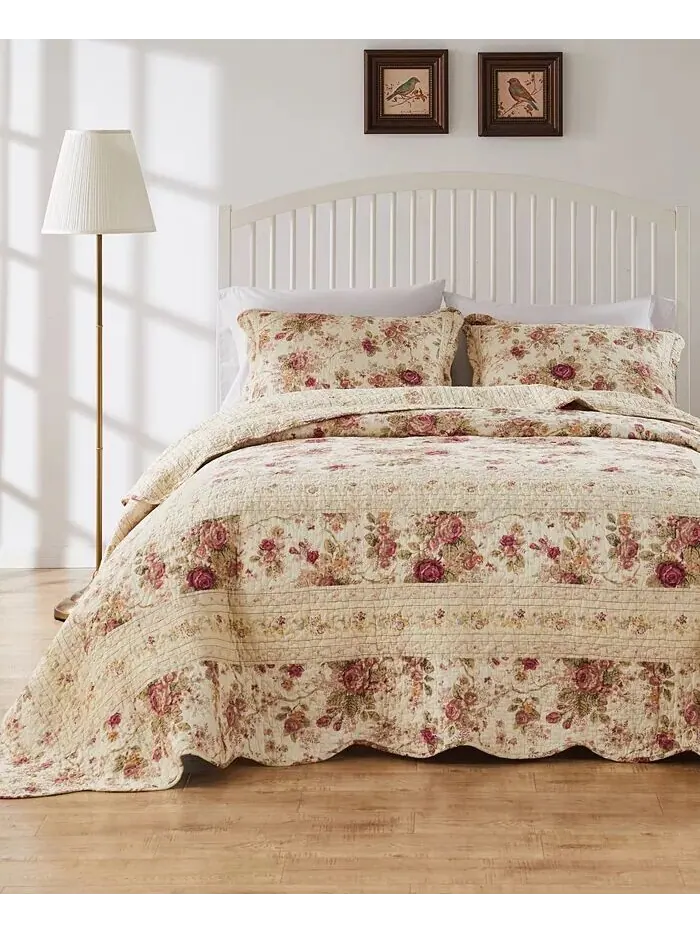 Коллекция традиционных покрывал Antique Rose из 100% хлопка Greenland Home Fashions — изображение 2 из 4, экру