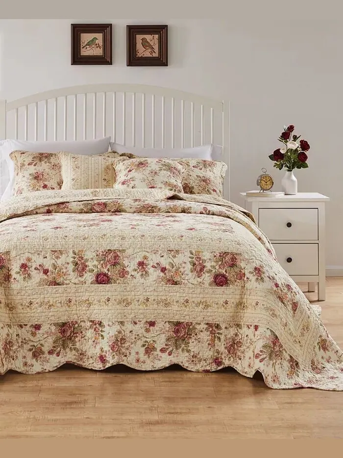 Коллекция традиционных покрывал Antique Rose из 100% хлопка Greenland Home Fashions — изображение 3 из 4, экру