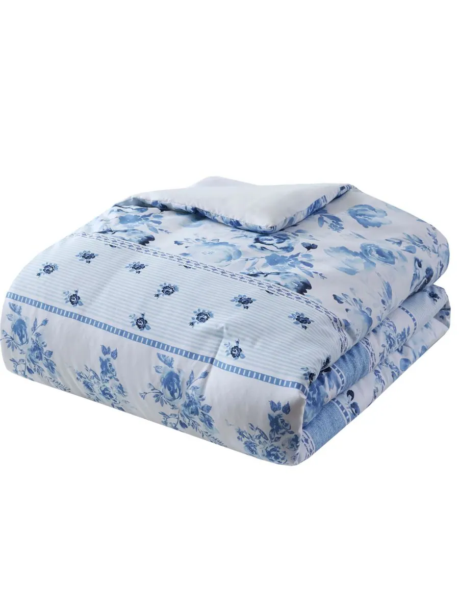 Комплект постельного белья Christa Floral Striped из 5 предметов, размер Full/Queen Intelligent — изображение 7 из 10, синий