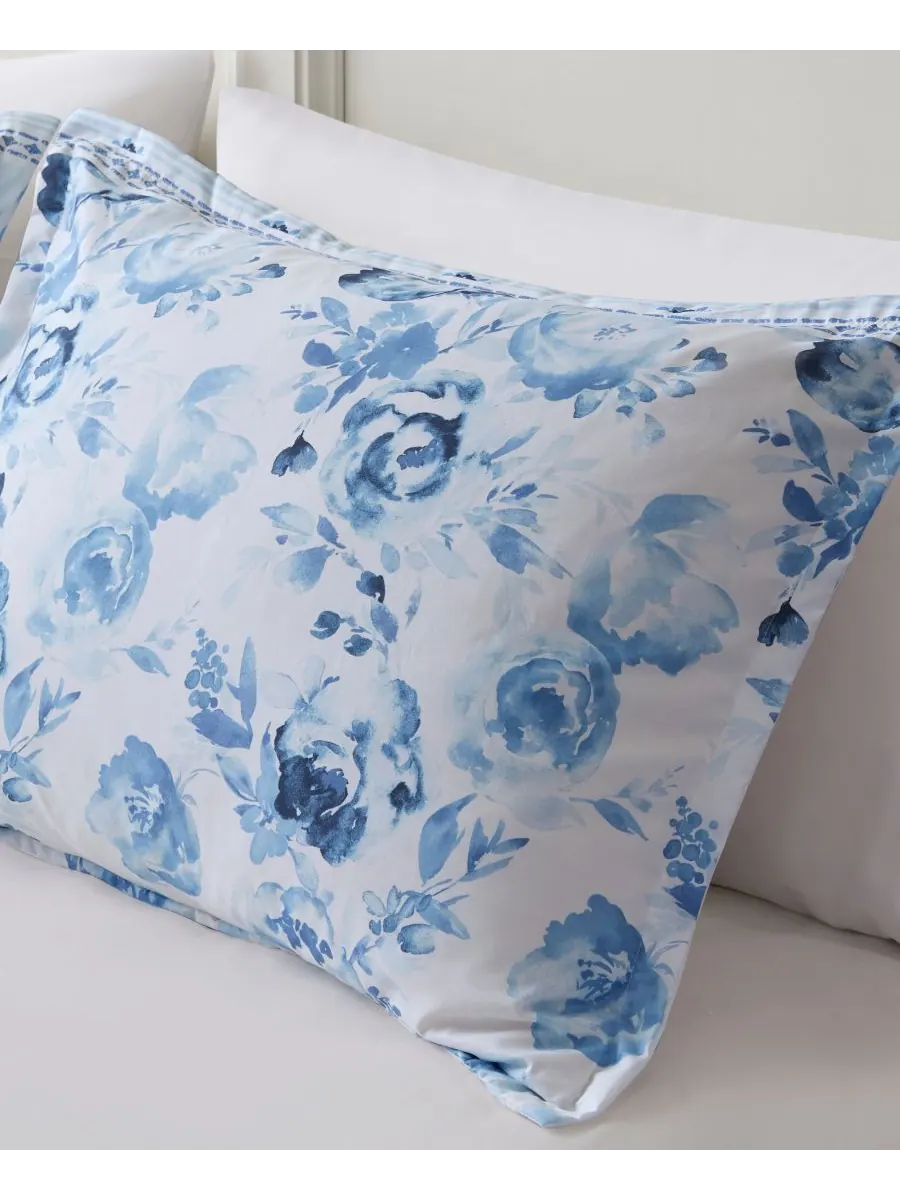 Комплект постельного белья Christa Floral Striped из 5 предметов, размер Full/Queen Intelligent — изображение 9 из 10, синий