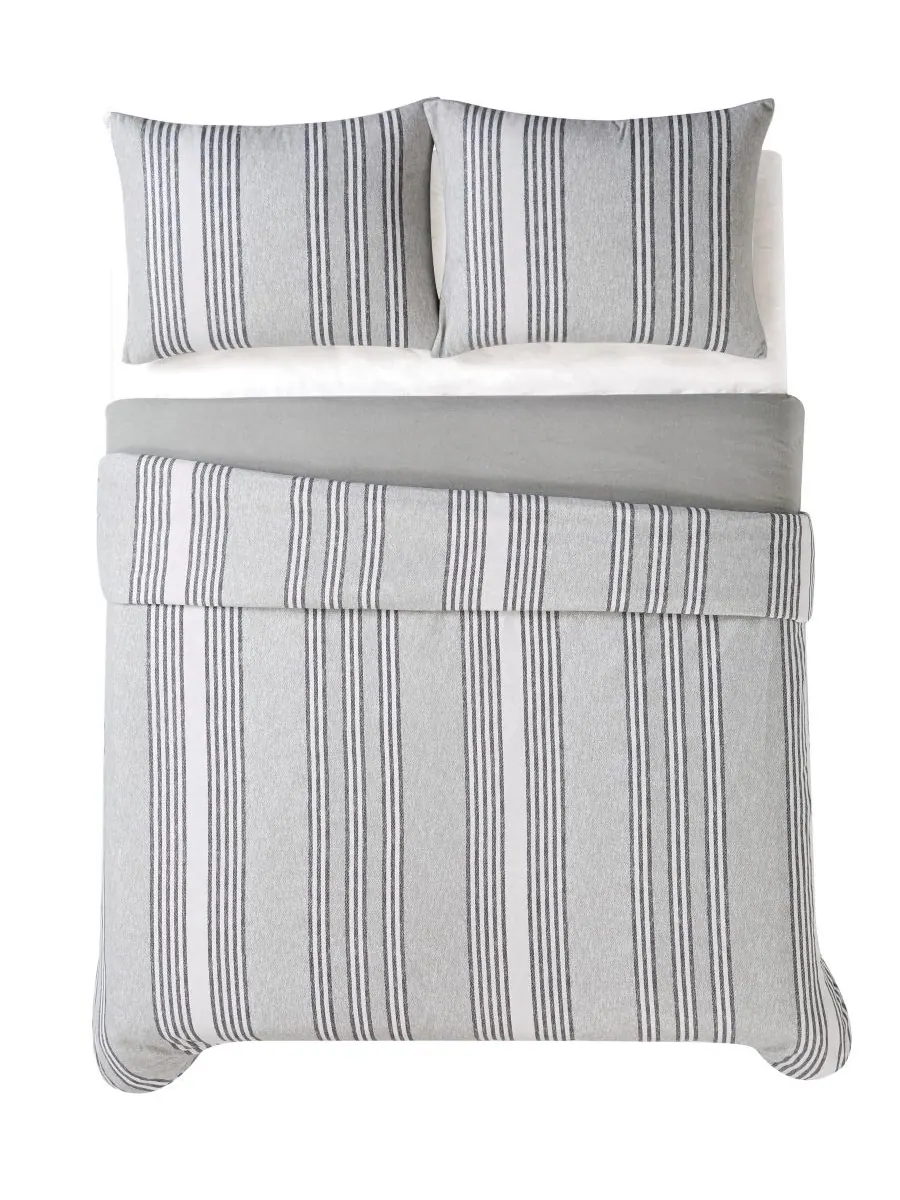 Комплект постельного белья kiel stripe из 3 предметов, фланель, размер full/queen. Truly Soft — изображение 2 из 4, серый