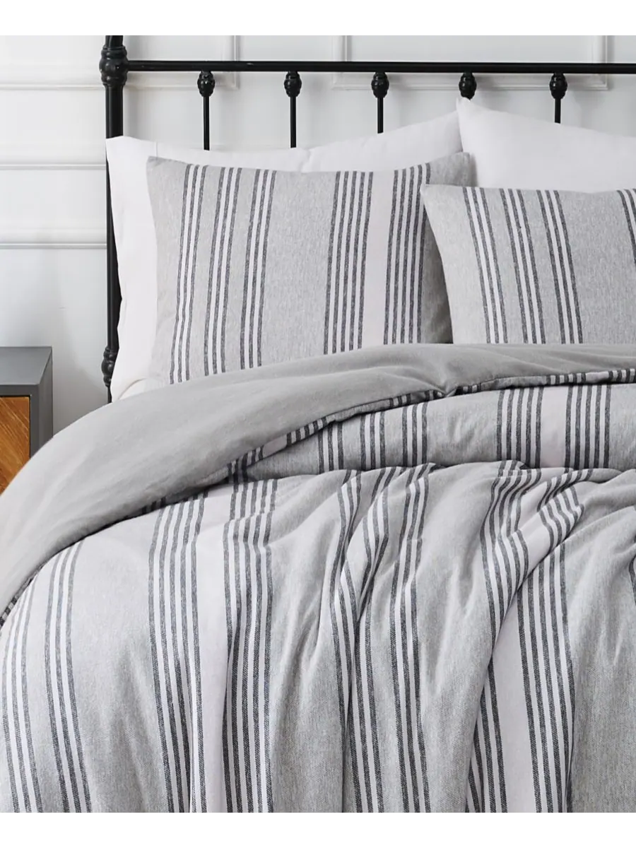 Комплект постельного белья kiel stripe из 3 предметов, фланель, размер full/queen. Truly Soft — изображение 3 из 4, серый
