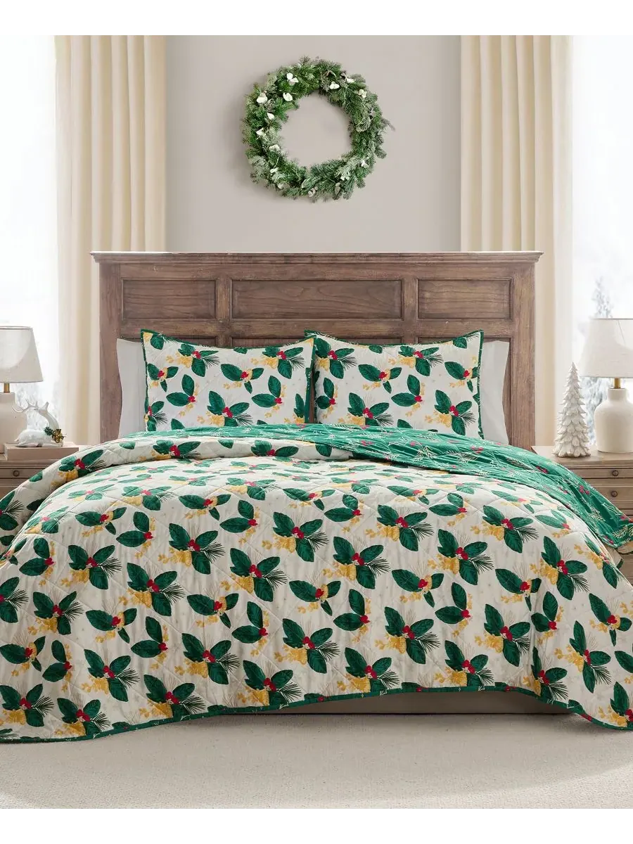 Комплект постельного белья «Праздничный пуансеттия» из 3 предметов Hallmark Bedding