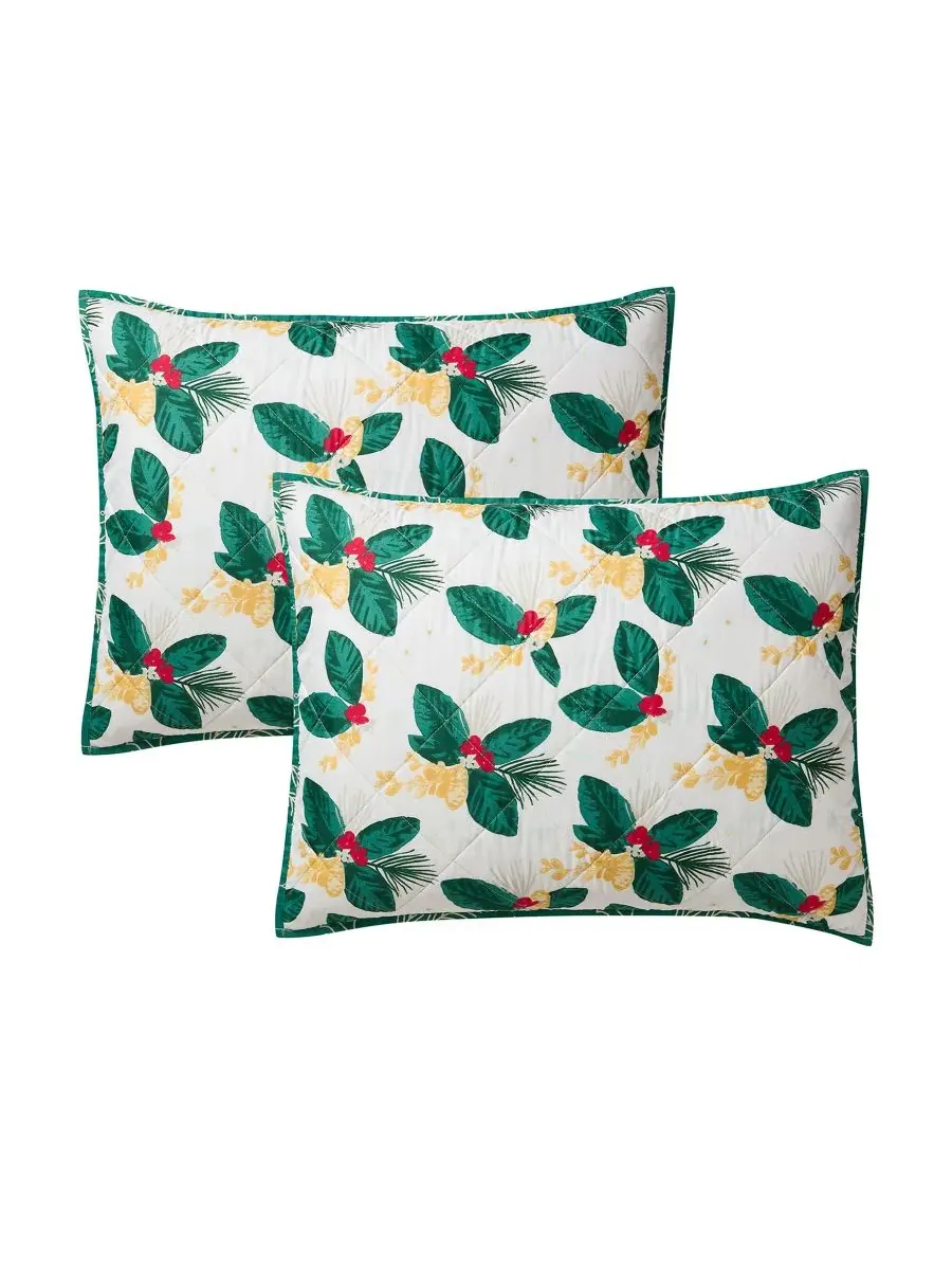 Комплект постельного белья «Праздничный пуансеттия» из 3 предметов Hallmark Bedding — изображение 4 из 4, зеленый