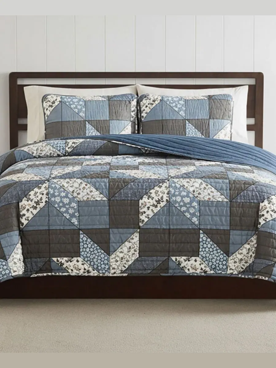 Комплект стеганых одеял Jianna Patchwork Reversible 3-Pc. Quilt Sets, King Lucky Brand