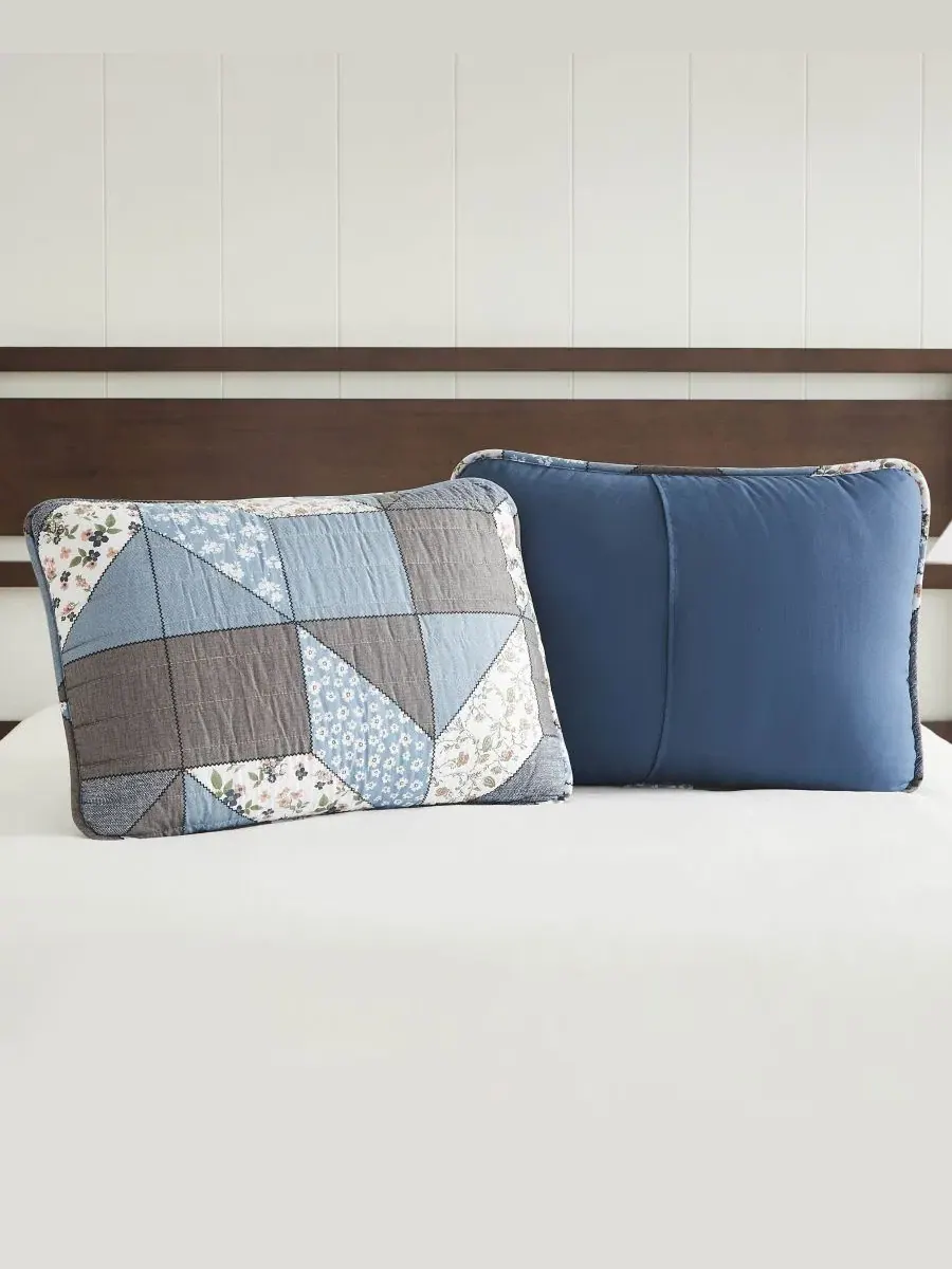 Комплект стеганых одеял Jianna Patchwork Reversible 3-Pc. Quilt Sets, King Lucky Brand — изображение 6 из 9, синий