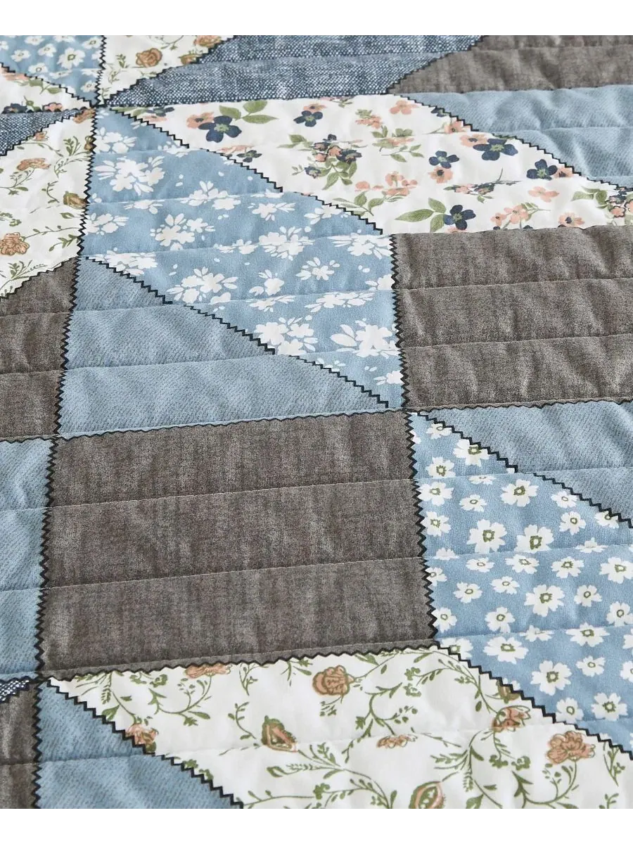 Комплект стеганых одеял Jianna Patchwork Reversible 3-Pc. Quilt Sets, King Lucky Brand — изображение 7 из 9, синий