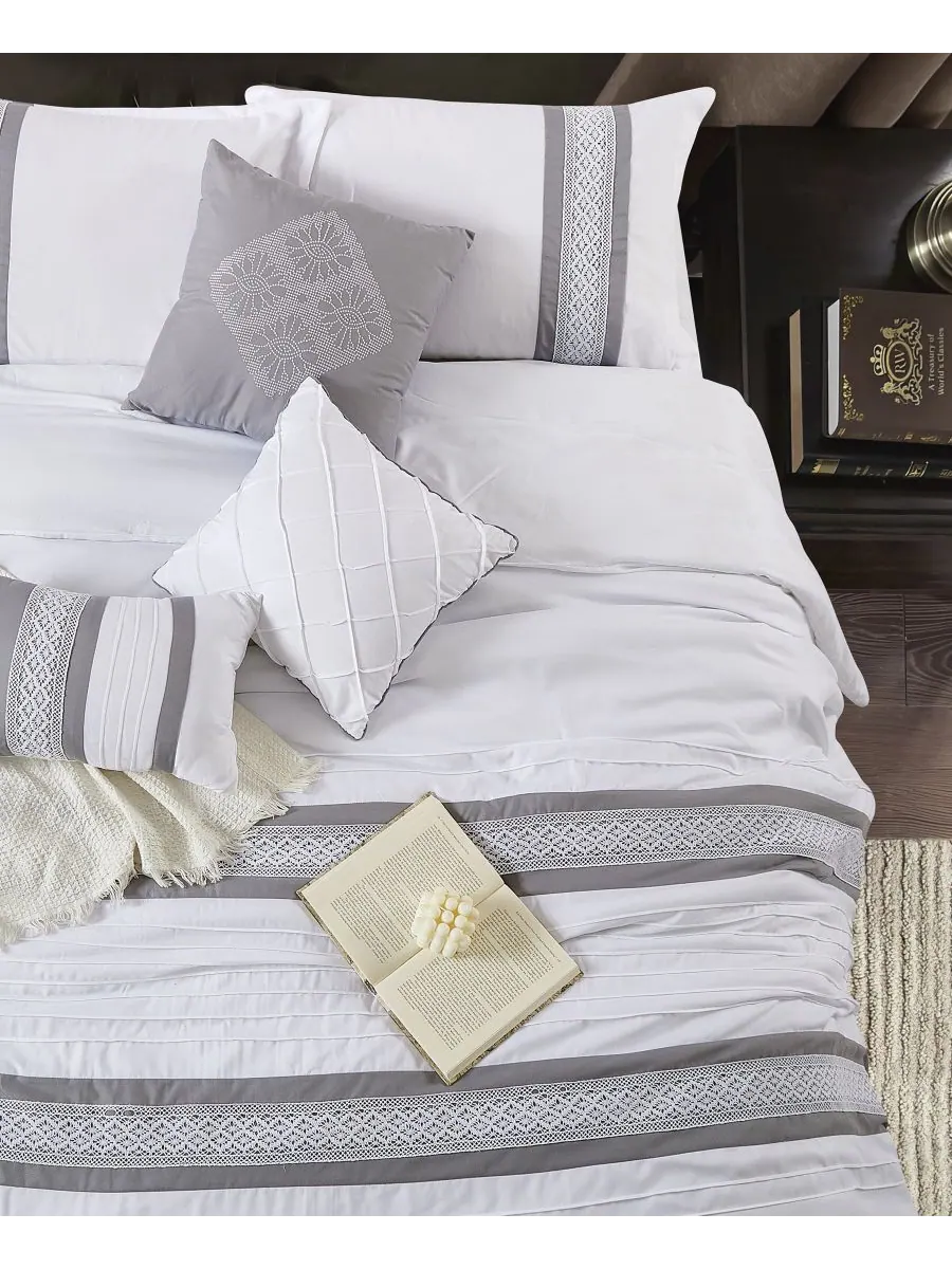 Комплект постельного белья Durango Stripes из 7 предметов, размер Queen Stratford Park — изображение 3 из 5, серый