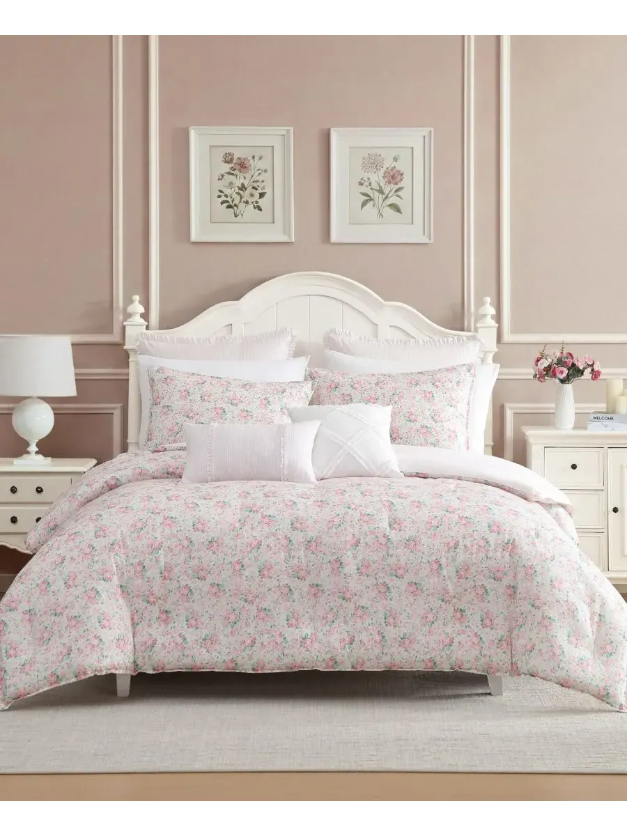 Двусторонний комплект постельного белья Pamelas Posies, 7 предметов, размер King Laura Ashley