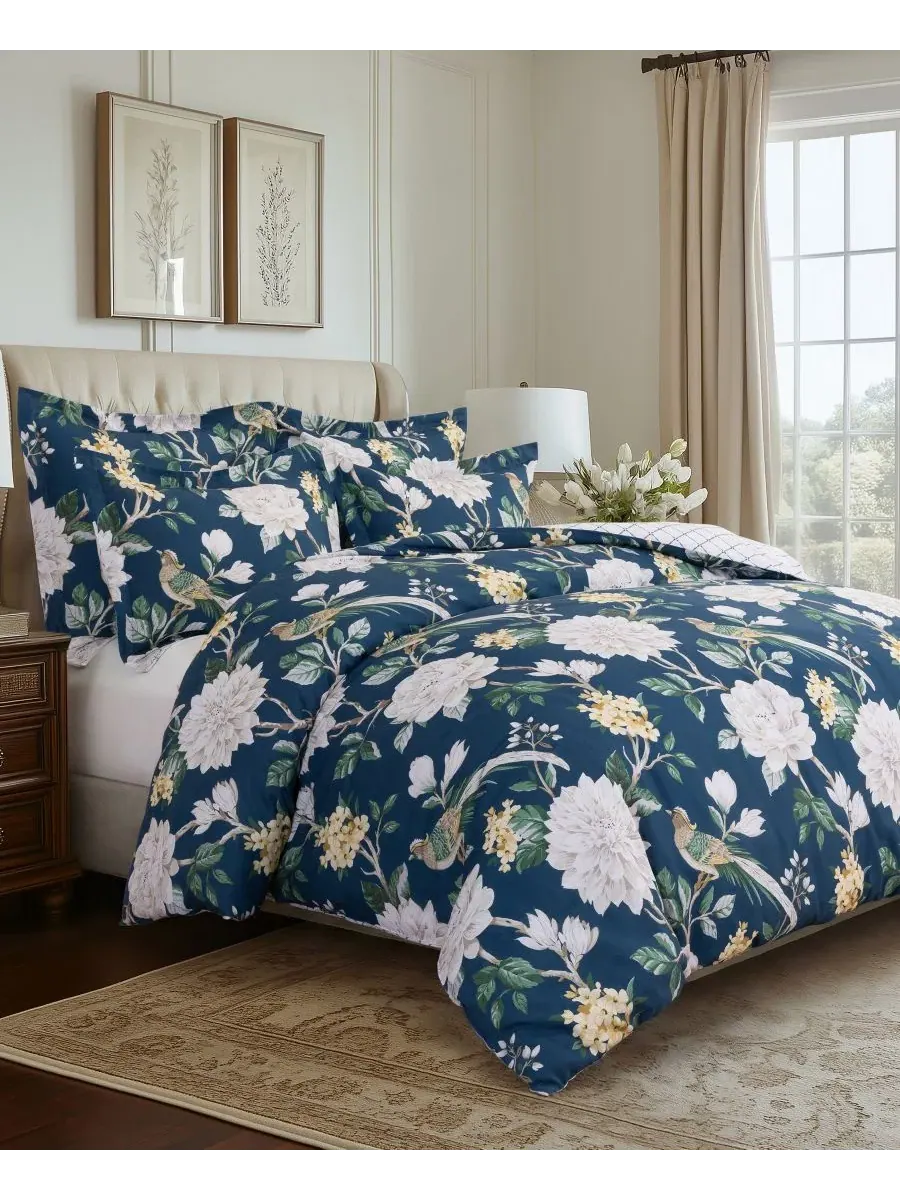 Комплект стеганого одеяла с подушками Belvedere Navy, King/California King Levtex Home