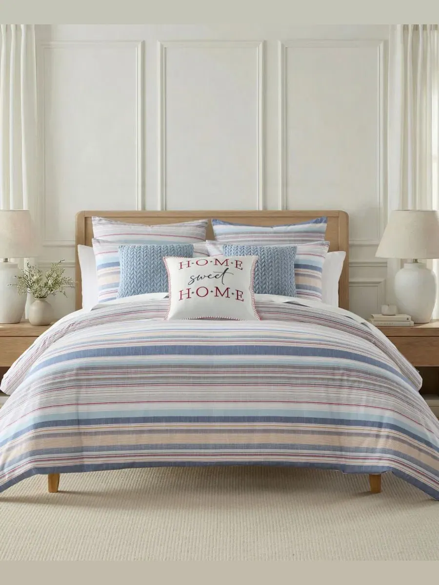 Наволочка для подушки 66x66 см, 2 шт, с завязками, Providence Stripe Levtex Home — изображение 4 из 4, синий