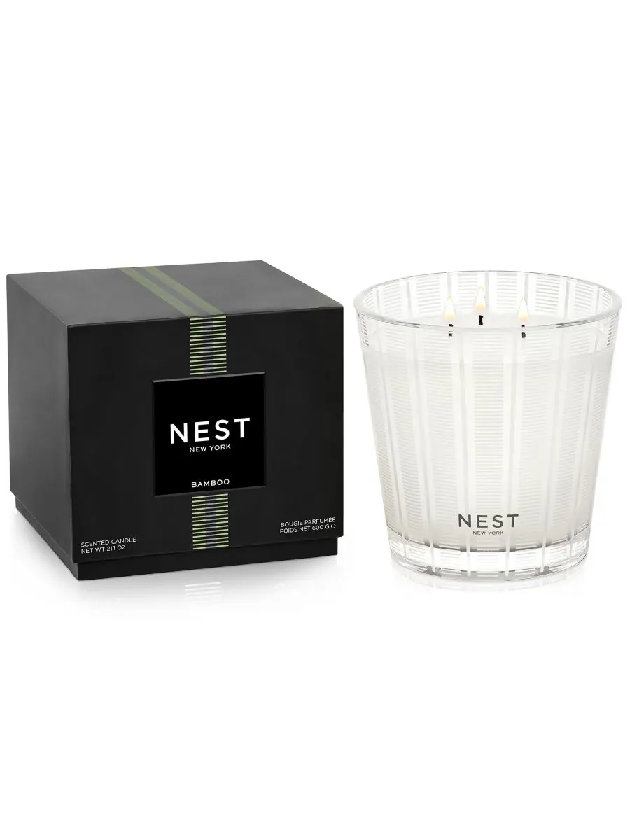 NEST New York Бамбуковая свеча с тремя фитилями, 21,1 унции — бежевый