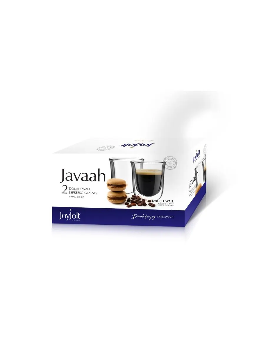 Набор из 2 стаканов для эспрессо с двойными стенками Javaah JoyJolt — изображение 3 из 3, прозрачный