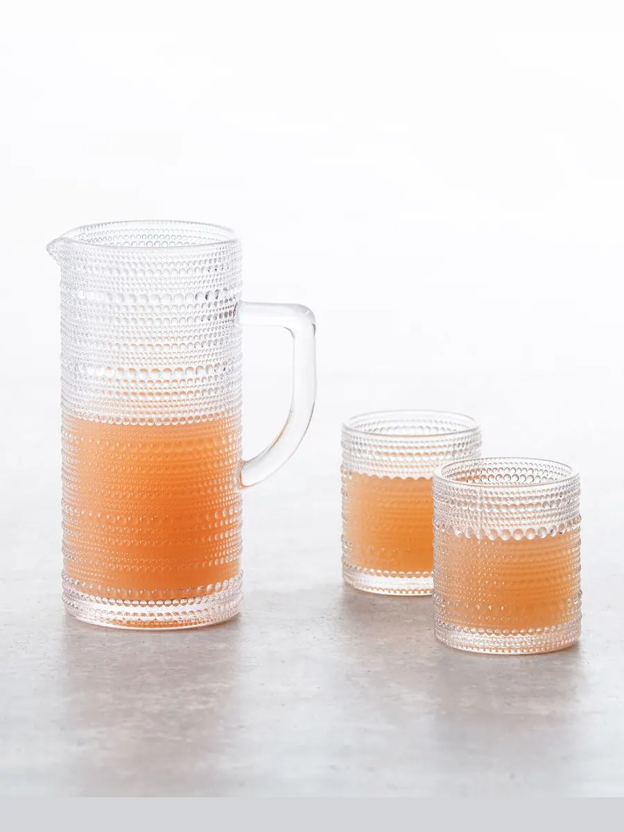 Набор из 7 бокалов для кувшина Jupiter Beaded Glass с бусинами и 6 стаканами для коктейля Double — изображение 2 из 3