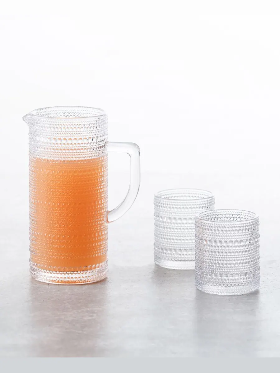 Набор из 7 бокалов для кувшина Jupiter Beaded Glass с бусинами и 6 стаканами для коктейля Double — изображение 3 из 3