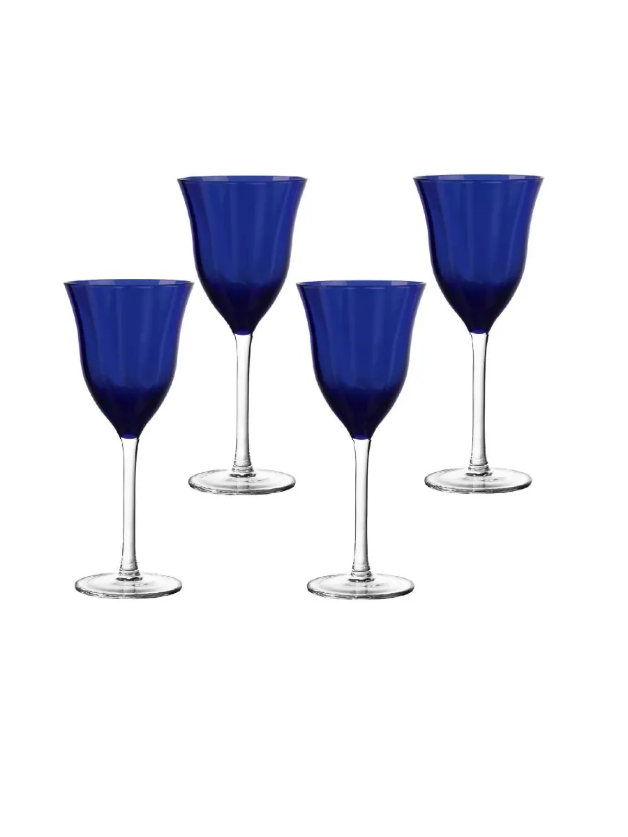 Набор из 4 бокалов для вина Meridian объемом 8 унций Qualia Glass — синий
