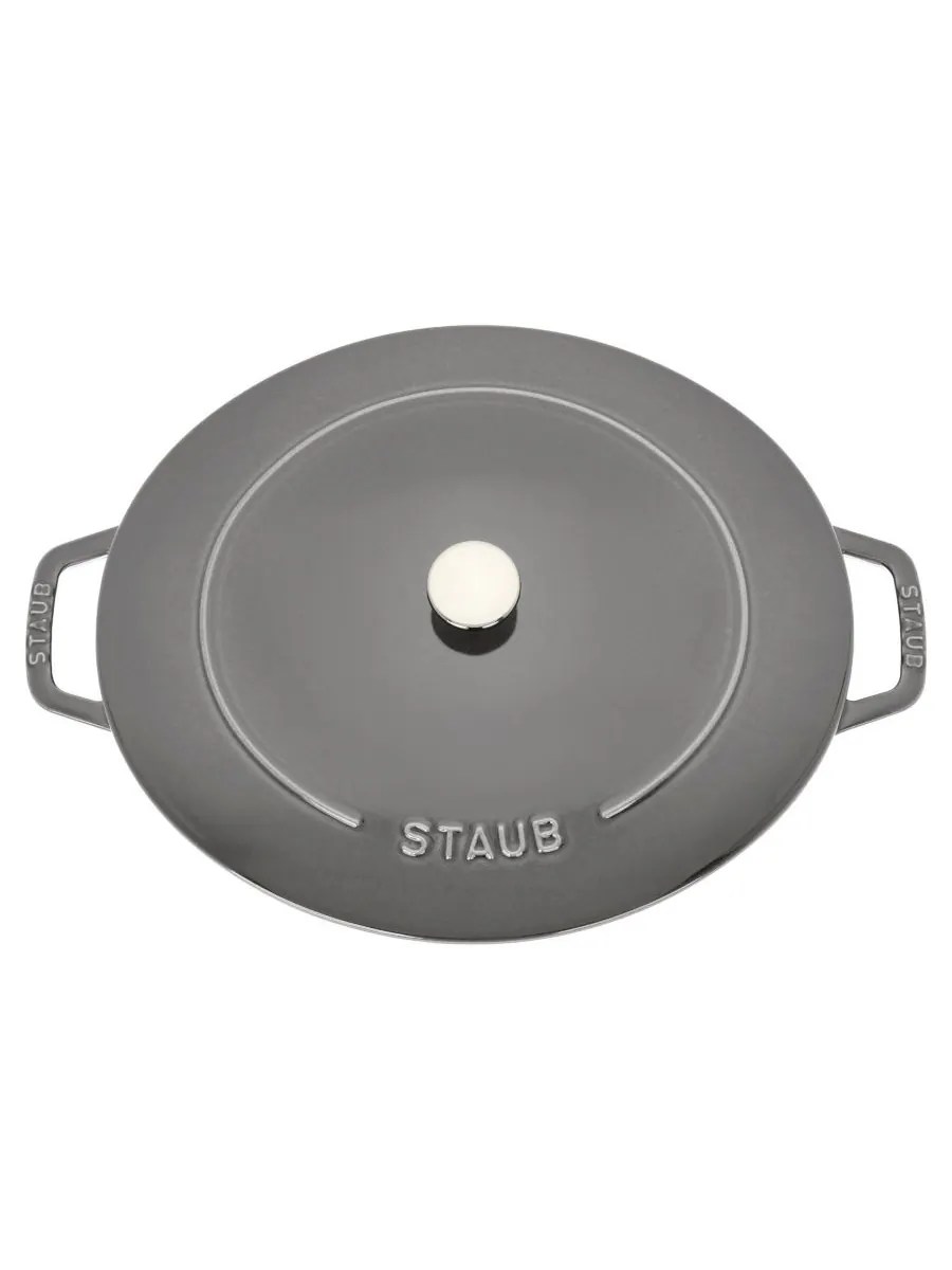 Овальная чугунная утятница Staub Wide, 31 см, 5.9 л — изображение 3 из 10, графитовый серый