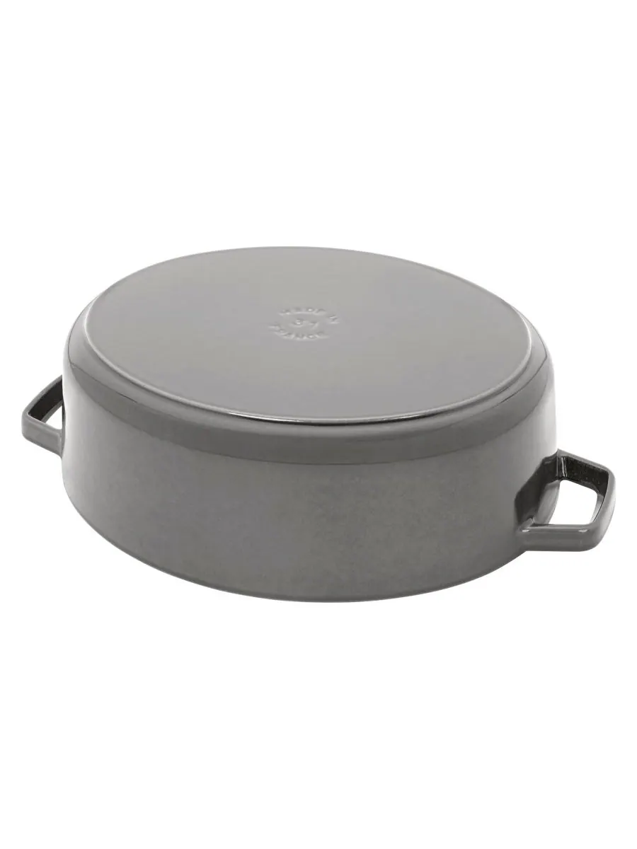 Овальная чугунная утятница Staub Wide, 31 см, 5.9 л — изображение 4 из 10, графитовый серый