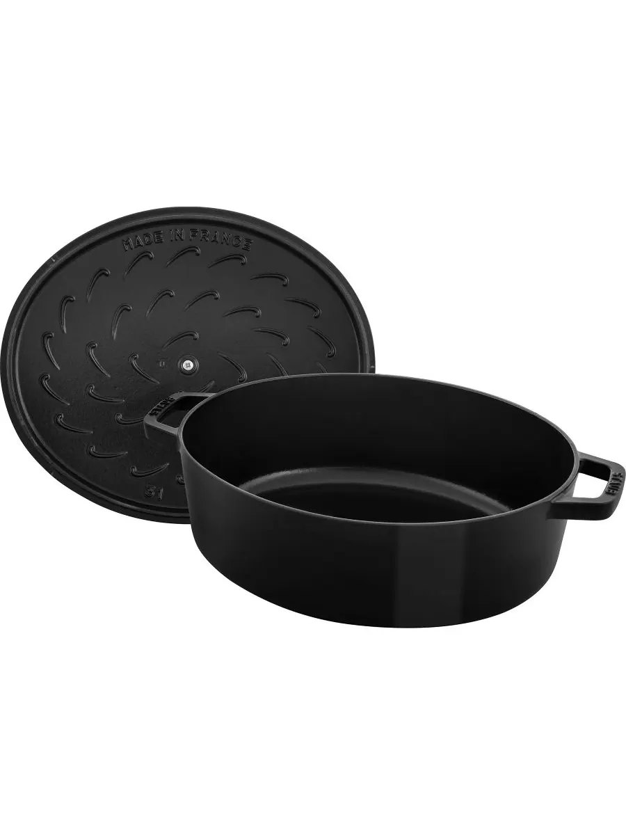 Овальная чугунная утятница Staub Wide, 31 см, 5.9 л — изображение 6 из 10, графитовый серый