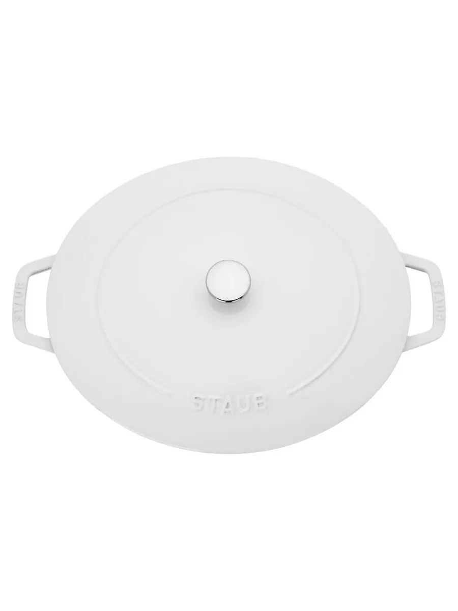 Овальная чугунная утятница Staub Wide, 31 см, 5.9 л — изображение 3 из 10, белый